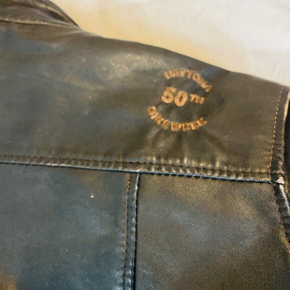 Hein Gericke Daytona 50th Bike Week Vintage Leather Bomber Jacket Quilted M 38 - Picture 5 of 16